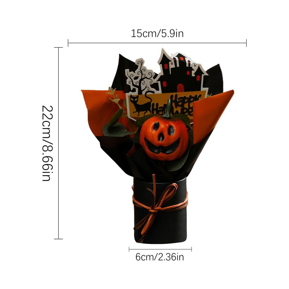 Halloween Kürbisstrauß Kreativer Kürbiskopf Dekorativer Strauß Kunstpflanzen Deko Farbverblassend Herbstthema Kunstblume