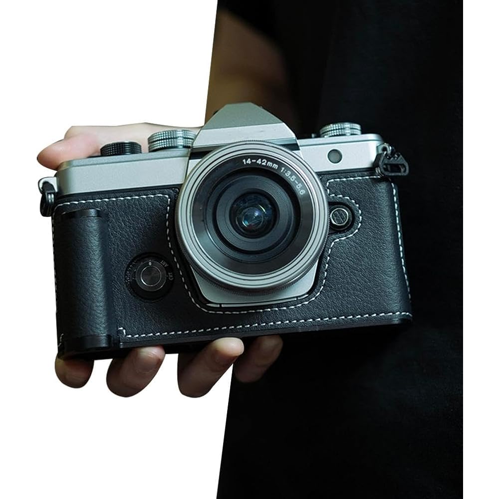 Premium Leather Camera Half Case with Strap for Olympus OM-3 - Protective Camera Bag with Shoulder Strap