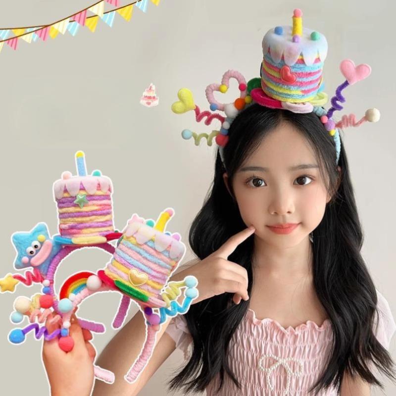 Birthday Twisting Stick Headband Eye-Catching Birthday Cake Headdress, Children'S Birthday Hat Dinner Party Photo Props