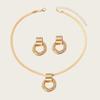 3pcs Set Middle Eastern Elegant Necklace + Earrings Women'S Jewelry Set Fashion Trend Metal Geometric Multi-Circle Pendant