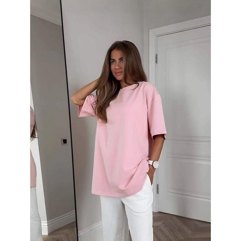 Western Style Fashion Casual Loose Print Short sleeve T-shirt Top Printed Cotton T-shirt Top