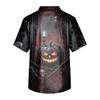 Men's Halloween Print Scrub Top Short Sleeve for Work Uniform