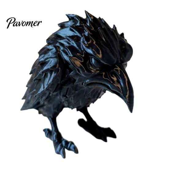 Small Bird Statues for Shelf 3D Printed Crow Ornament, Realistic Gothic Black Raven Unique Holiday Gifts Friends Figurine, Halloween Theme Bookshelf