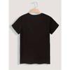 Women's Black Russian Crown & Heart Print T-Shirt Crew Neck Casual Short Sleeve Summer Top