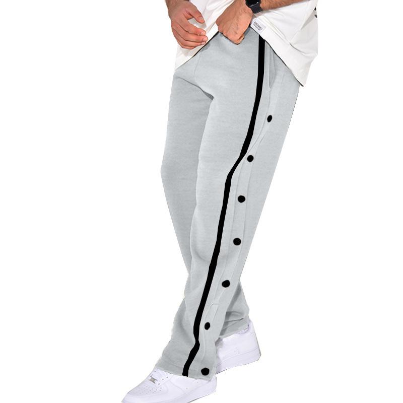 Men's casual sports buttoned trousers men's autumn new loose straight drawstring large size trousers