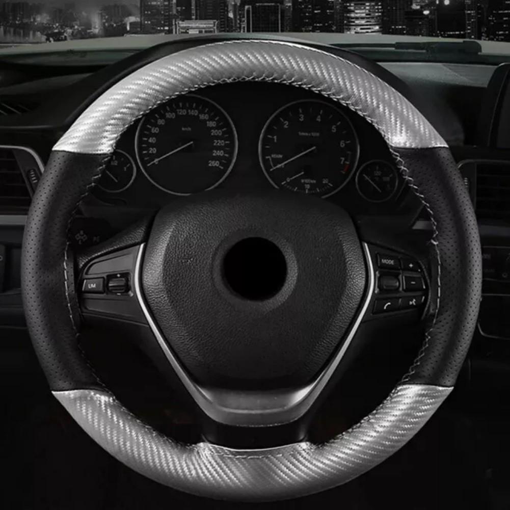 

Чехол на руль автомобиля ручной работы из микрофибры серебряный