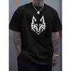 Europäische Größen Herren Sommer Lässiges T-Shirt mit Wolfsdruck - Weiches, atmungsaktives Rundhals-T-Shirt mit detailreichem Wolfsdesign