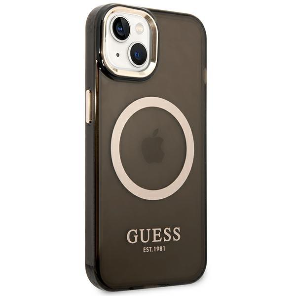 Hülle für iPhone 14 Plus Guess MagSafe Gold Schwarz