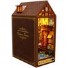 DIY Book Nook Kit 3D Wooden Puzzle Bookshelf Decor Miniature House with LED Light