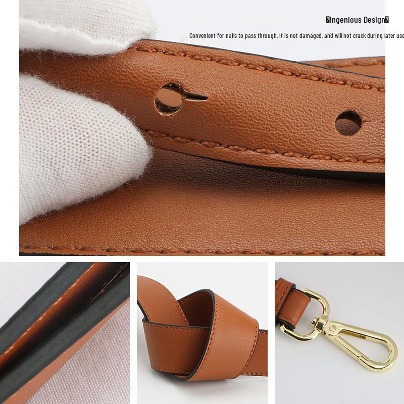 Versatile Black Cowhide Bag Strap: Wide, Solid Color Shoulder Strap Accessory