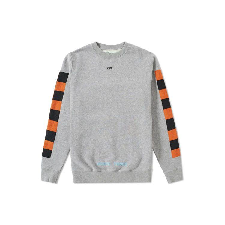 

Off-White SS19 Plaid Print Back Crew Neck Pullover Sweater Men Tops Grey OMBA003F171920230719