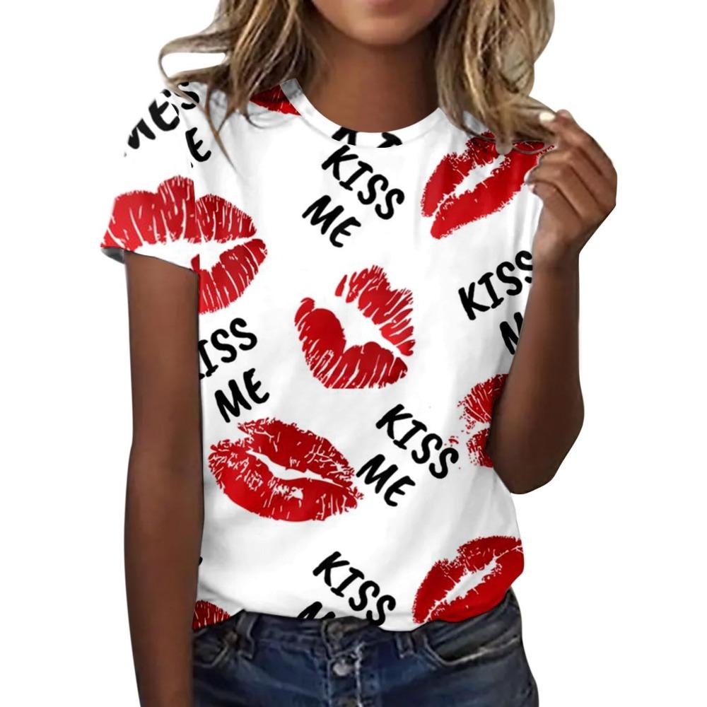 3D Printed Women's Casual Round Neck Short Sleeved T-shirt