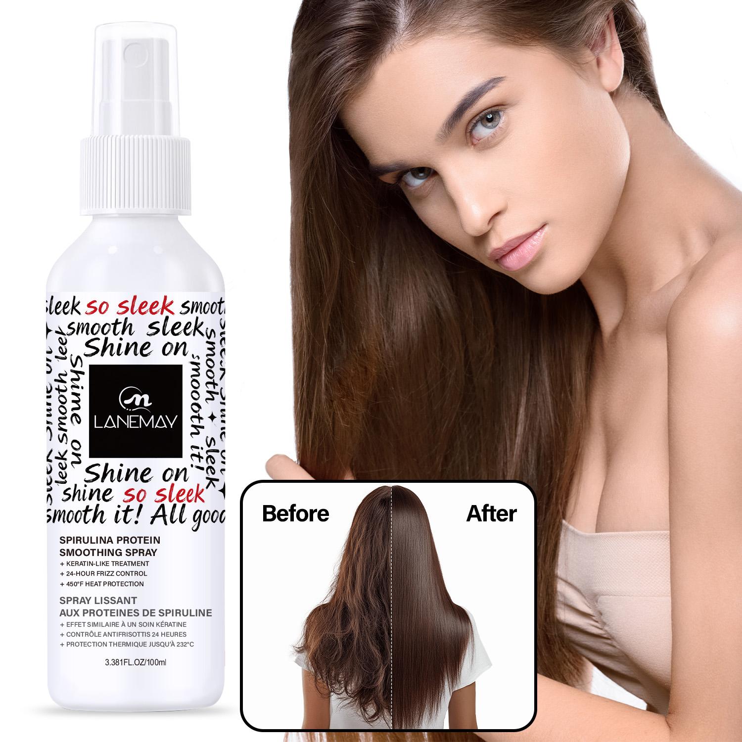 Спрей для разглаживания с протеином спирулины-Контроль пушистости и термозащита-Смягчение волос-Подходит для всех типов волос, 100 мл