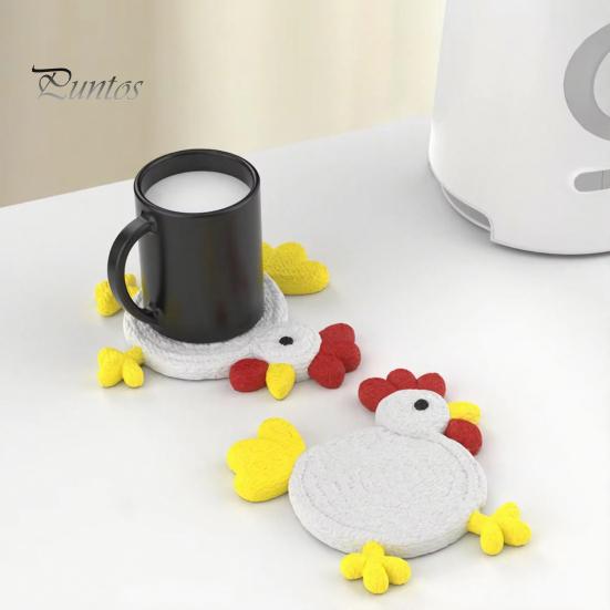 Heat Insulation Coaster Cute Chicken Coaster, 3D Printed Reusable Drink Animal Table Protection Mat for Home Office Use Decorative Countertop