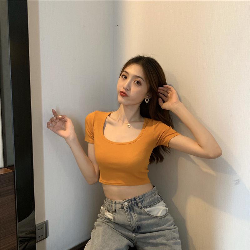 2025 Women's Summer Short-Sleeve Korean Slim Crop Top