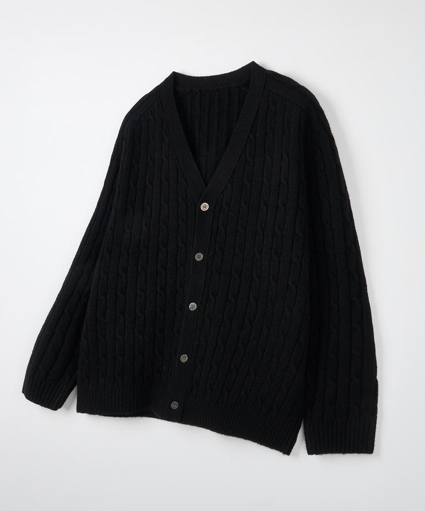 Nodu Cable Saddle Crop Cardigan [Black]