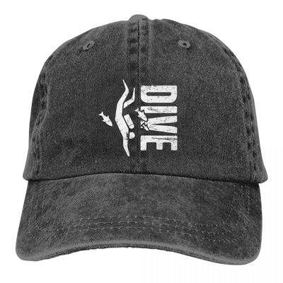 Washed Men's Baseball Cap Distressed Trucker Snapback Cowboy Caps Dad Hat Dive Scuba Diving Golf Hats