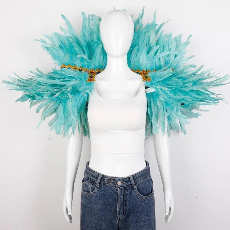Carnival Costume Decorative Accessories Luxury Feather Shawl Party Cosplay Scarf Fashion Show Runway Performance Elegant Apparel
