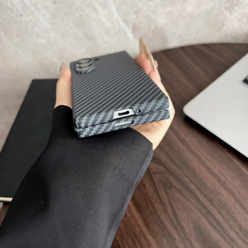 Ultra-thin Carbon Fibre Leather Phone Case for Samsung Galaxy Z Fold 7 6 5 4 3 Magsafe Wireless Charging Screen Shockproof Protect Cover