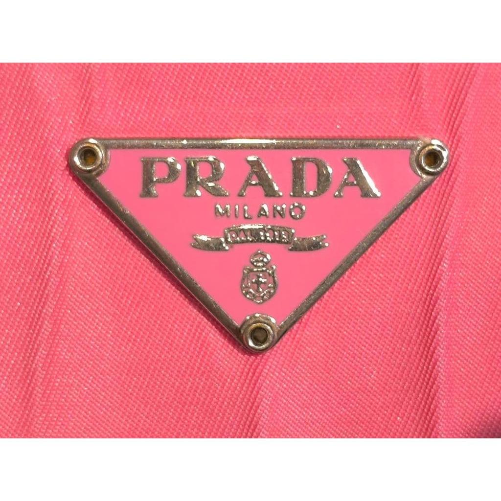 Used PRADA Vintage TESSUTO Nylon Wallet Pink Triangle Logo