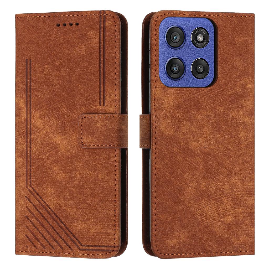 Brieftasche für Motorola Edge 60 5G/60 Fusion 5G/Edge (2025) 5G Geprägte Linien Leder Handyhülle mit Ständer