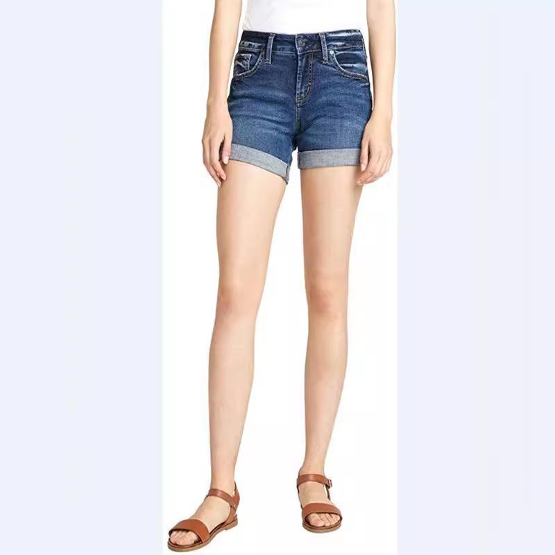 Retro High-Waisted Distressed Denim Shorts Extra Large