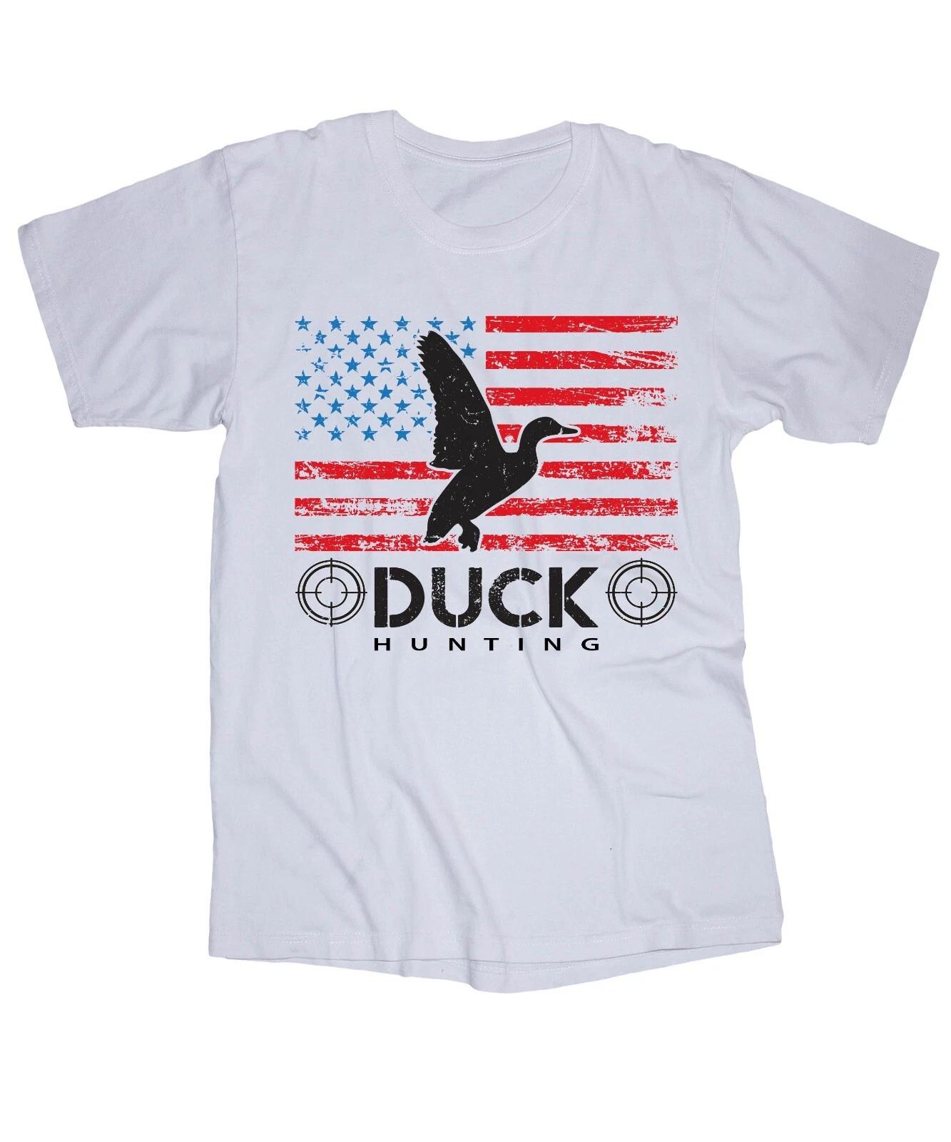 Duck Hunting American Flag Outdoors Country Mallard duck White T-shirt M