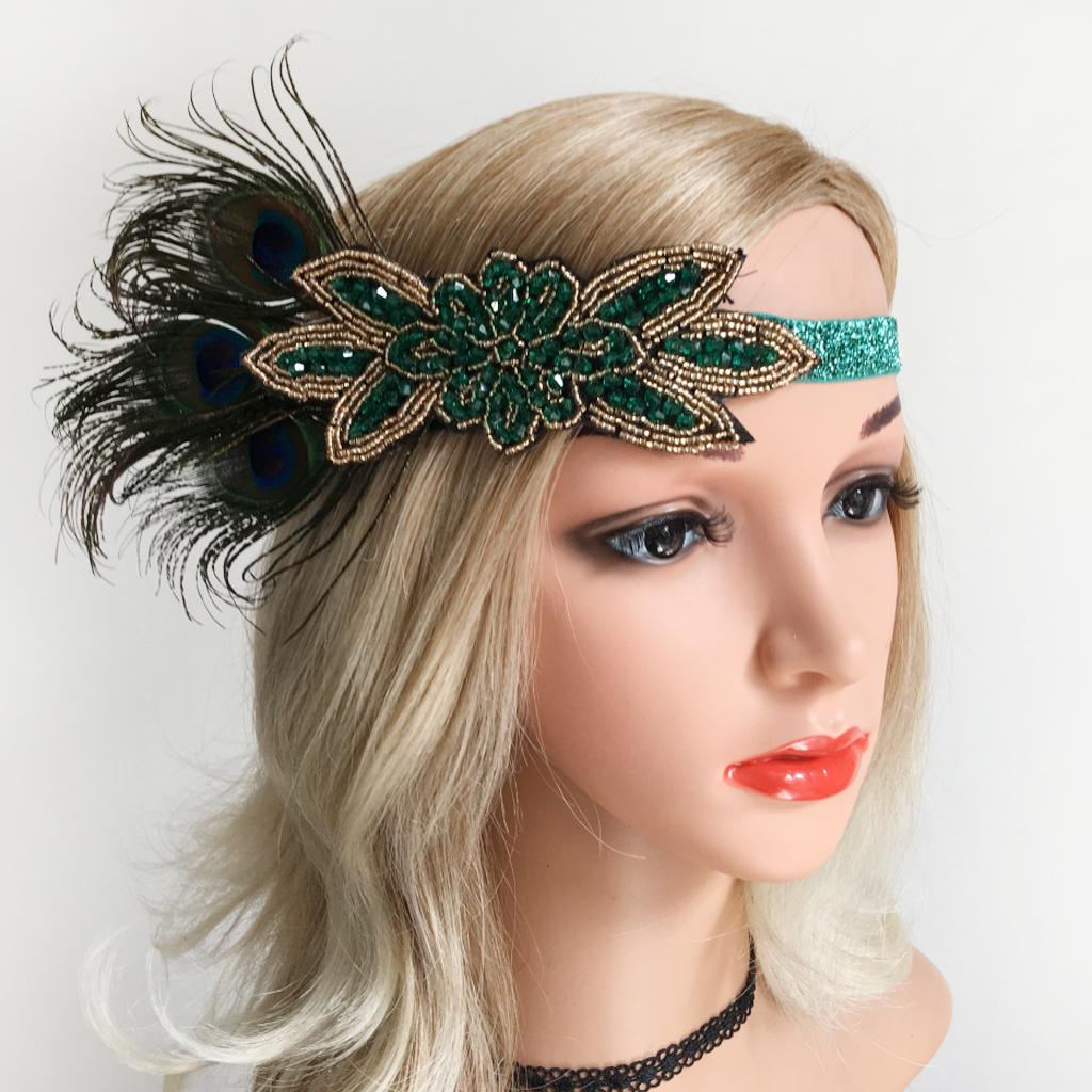 1920s Feather Hair Band Bridal Headpiece Women Headband