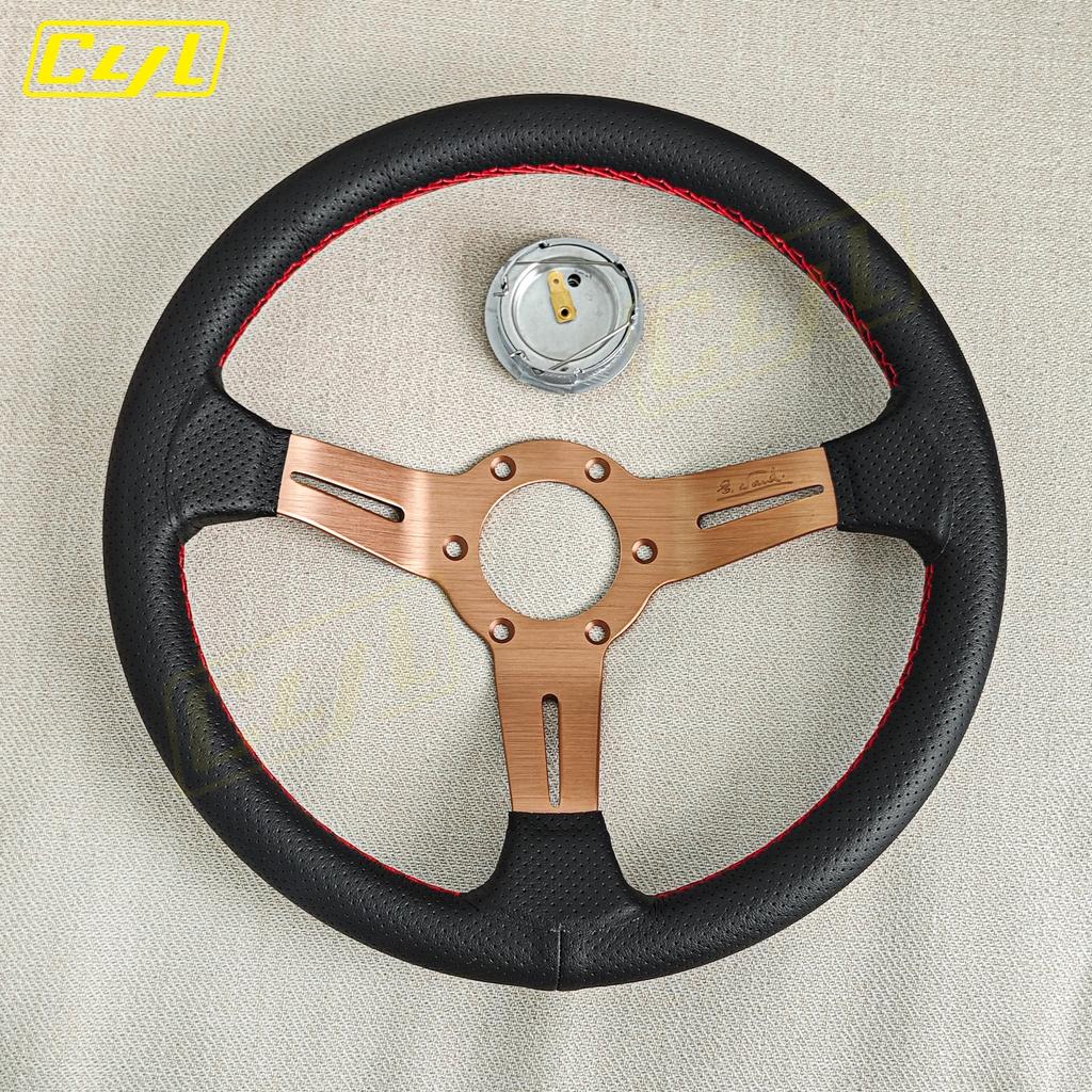 JDM 13inch Universal Leather Steering Wheel Deep Dish Modified Car Sports Tuning Steering Wheel