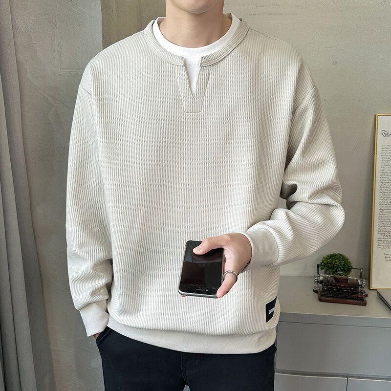 

Мужская повседневная толстовка с капюшоном под две части с вертикальными полосками - Осень/Зима, свободный крой M