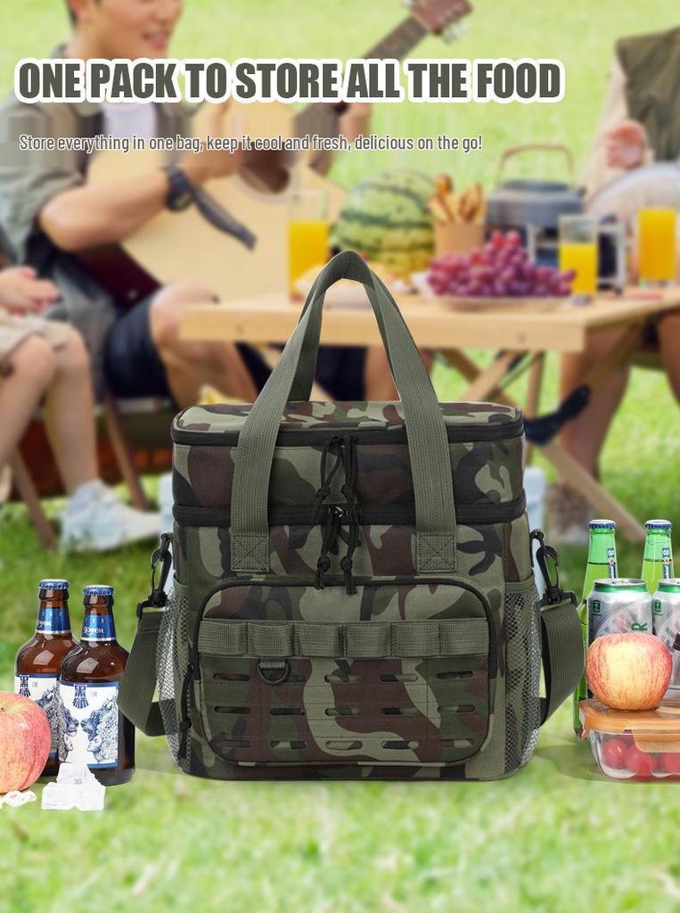 Camouflage Double-Layer Insulated Picnic & Camping Bag - Large Capacity Crossbody Thermos Bag