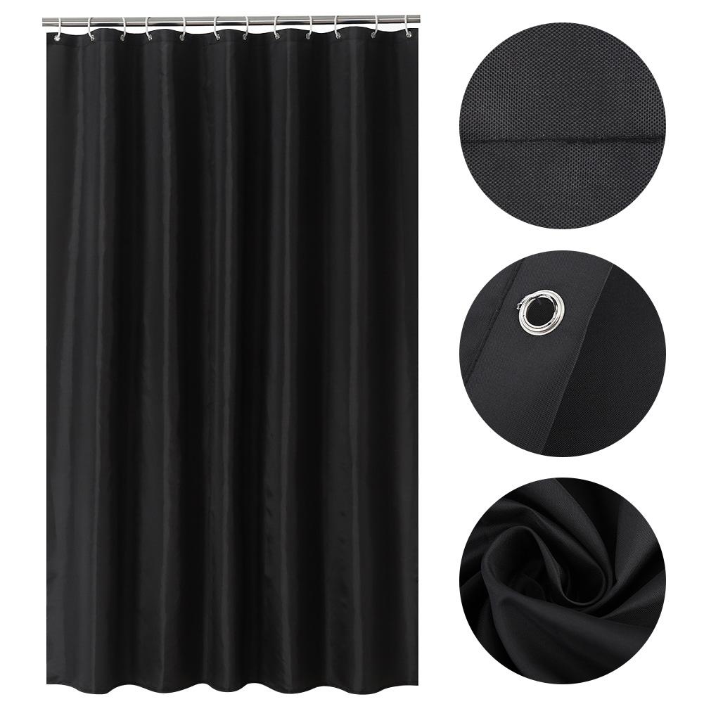 Black Wall Pattern Shower Bath Curtain Waterproof Bathroom Curtain   Hanging Hooks #1