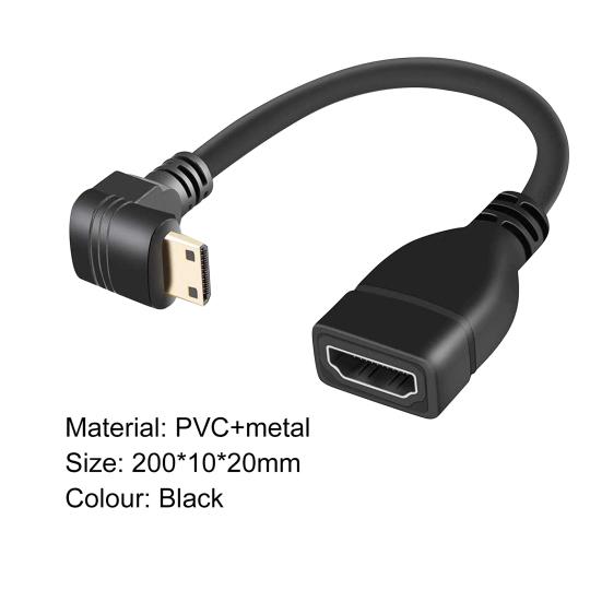 HDMI-compatible Extension Cable 20cm 90-Degree Right Angle Type PVC Male To Female Adapter Cord for TV