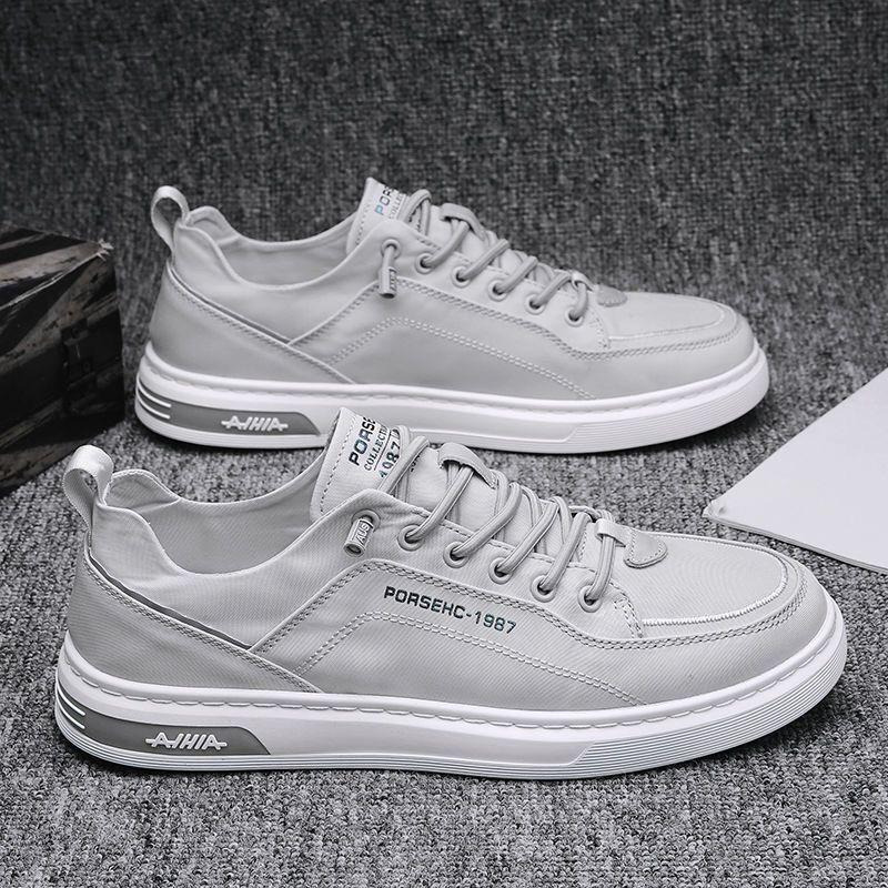 Men's Summer Thin Breathable White Slip-On Canvas Casual Sports Shoes For Work And Leisure.
