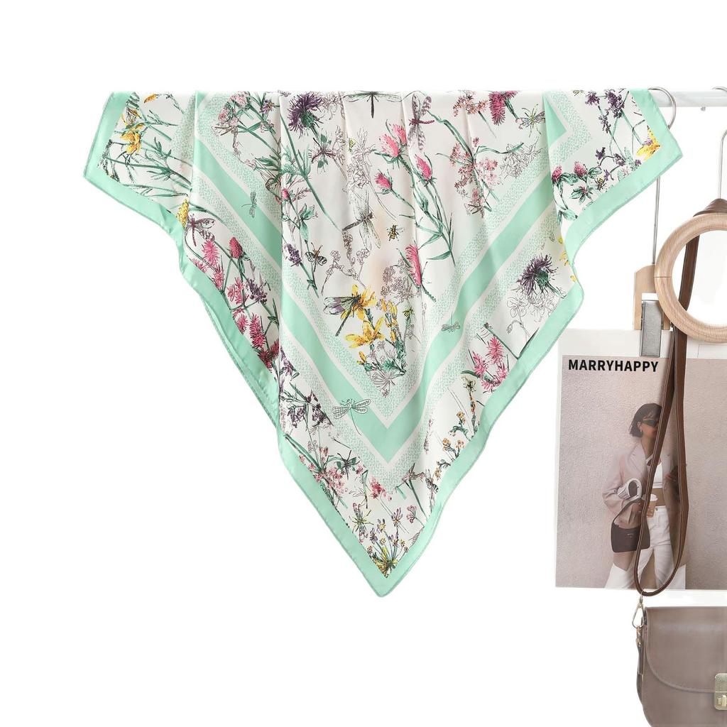 Eleganter Damen Seidenschal mit Blumenmuster - Vielseitiges Sommeraccessoire zum Sonnenschutz