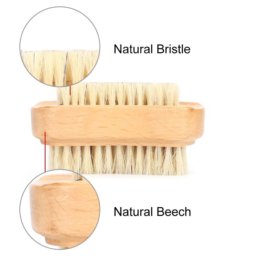 Double Sided Nail Brush, Beech Brush for Removing Dead Skin and Cleaning Cuticles, with Narrow and Wide Brush Sides for Salon
