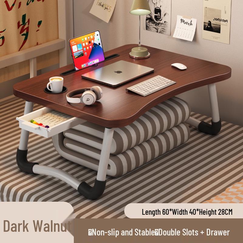 Folding Bedside Desk/Table for Laptop & Study - Bay Window, Bedroom, or Pit Use with Large Brackets