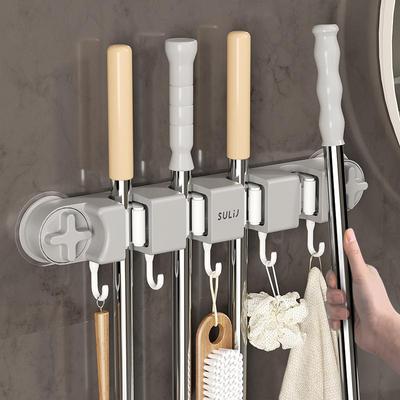 Punch-Free Bathroom Mop Holder & Hook Clip