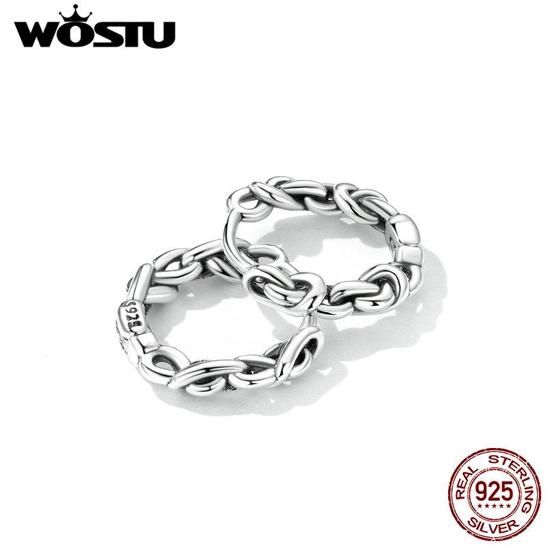 

WOSTU винтажные серьги-кольца из стерлингового серебра 925 пробы с витым узлом для женщин, изысканные ювелирные изделия, эффектные серебряные пряжки для ушей, подарок 925 silver
