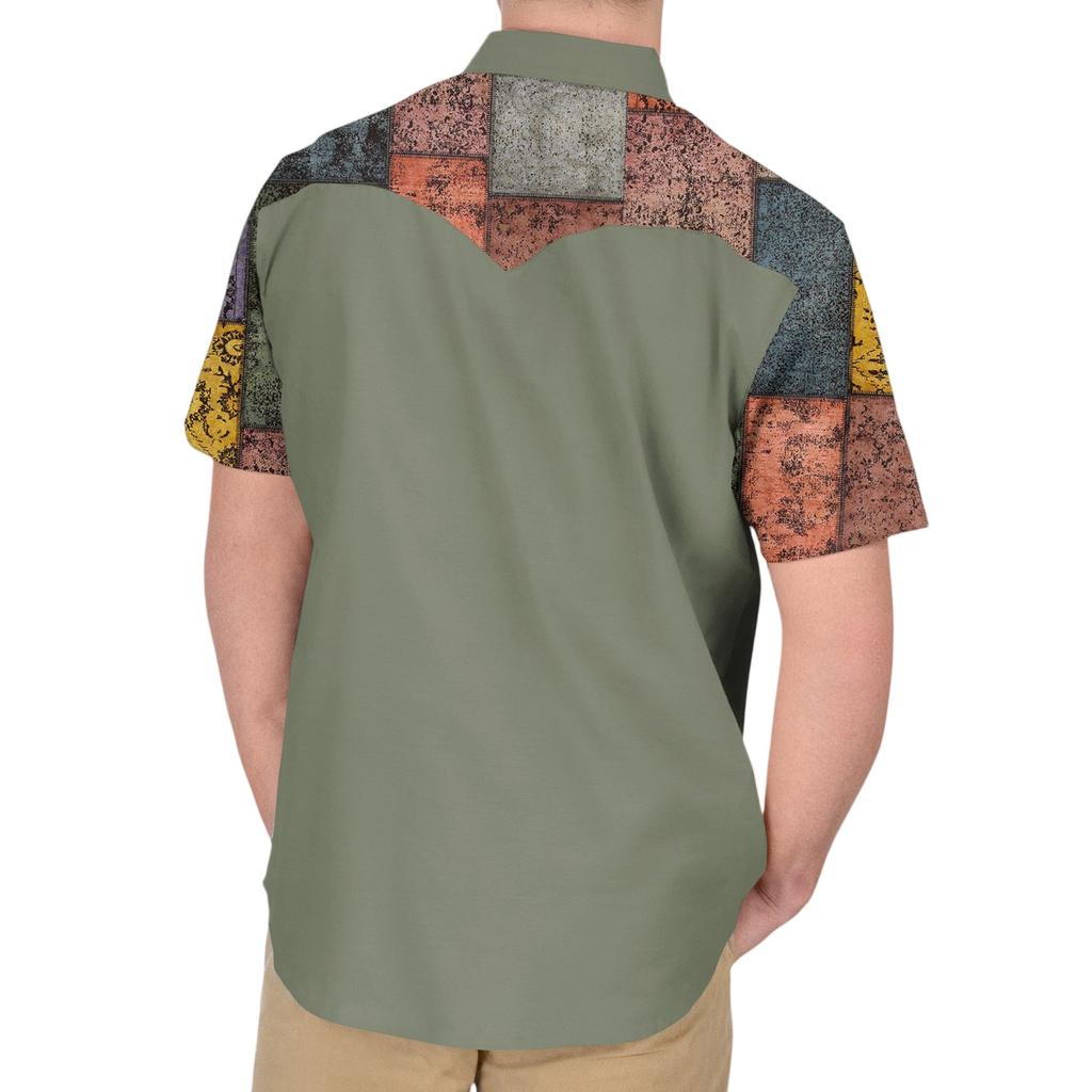 Men'S Fashionable Lapel And Shoulder Length Short Sleeved Casual Top