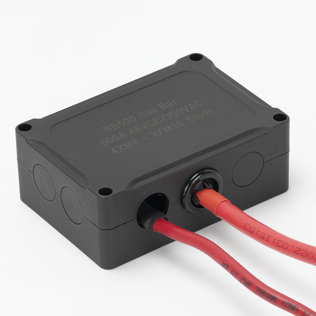 DaierTek 500A Marine Bus Bar 48V Automotive Power Distribution Block Big Current 6 Studs With Red Black Plastic Cover For Car