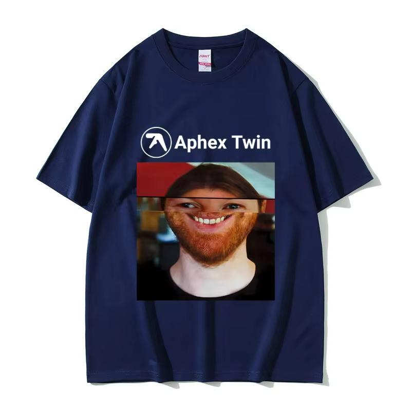 Sänger Aphex Twin Gesicht Lustiges Meme T-Shirt Herren Damen Mode Vintage Oversized Streetwear Unisex Lässig Weiche Baumwolle T-Shirts Oberteile