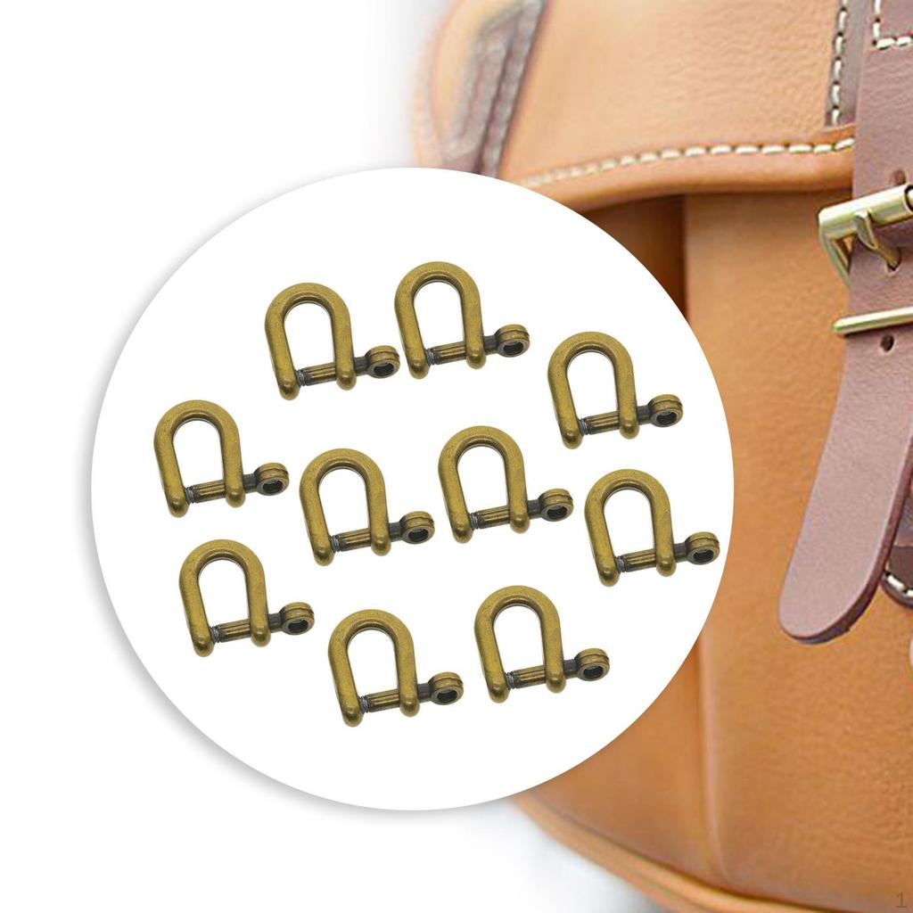 10 Pieces Horseshoe Buckles Bracelet Clips Zinc Alloy Key Chian Fasteners D Rings Screw Pin for DIY