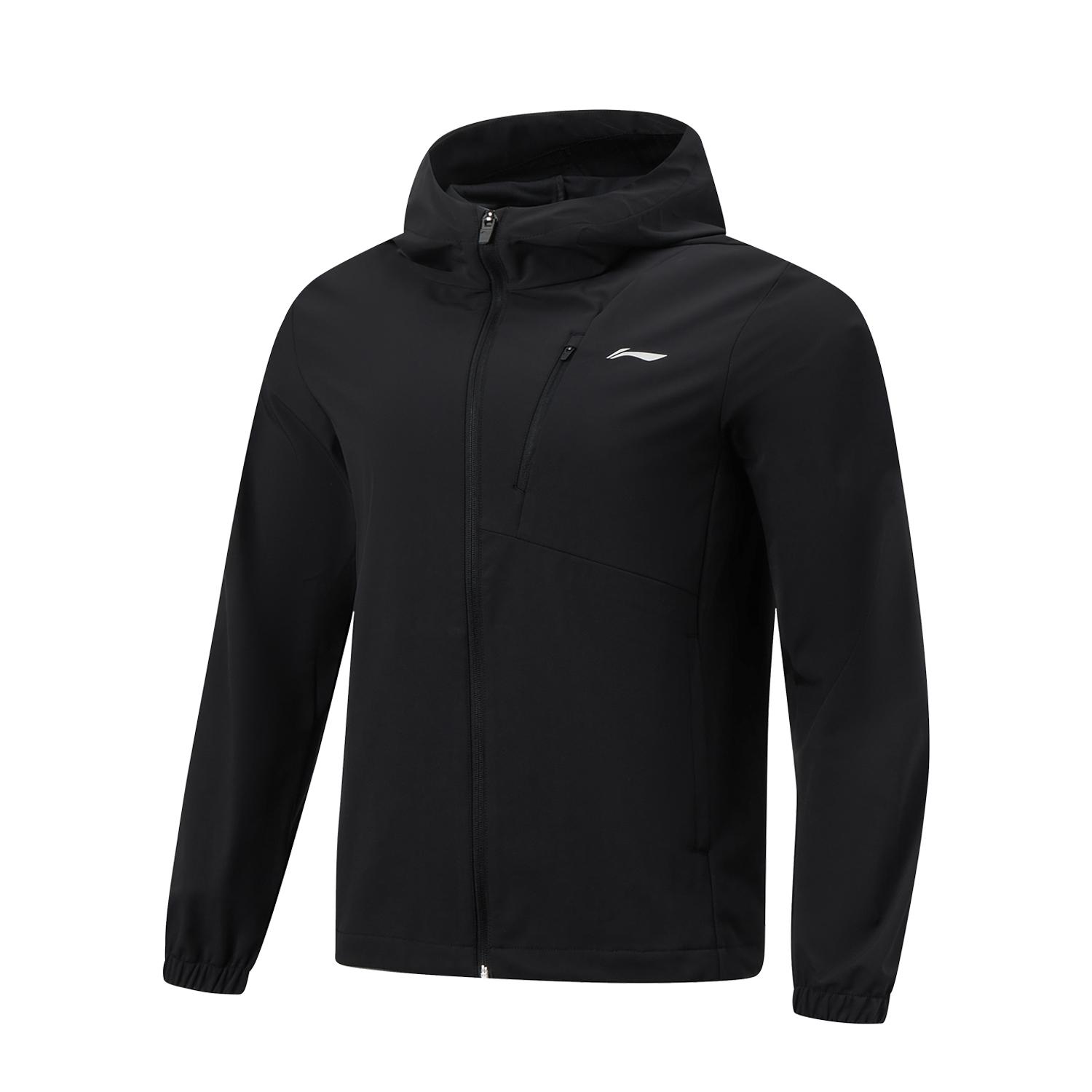 Li-Ning Однотонная ветровка с капюшоном на молнии, мужская верхняя одежда AFDW123-1 S