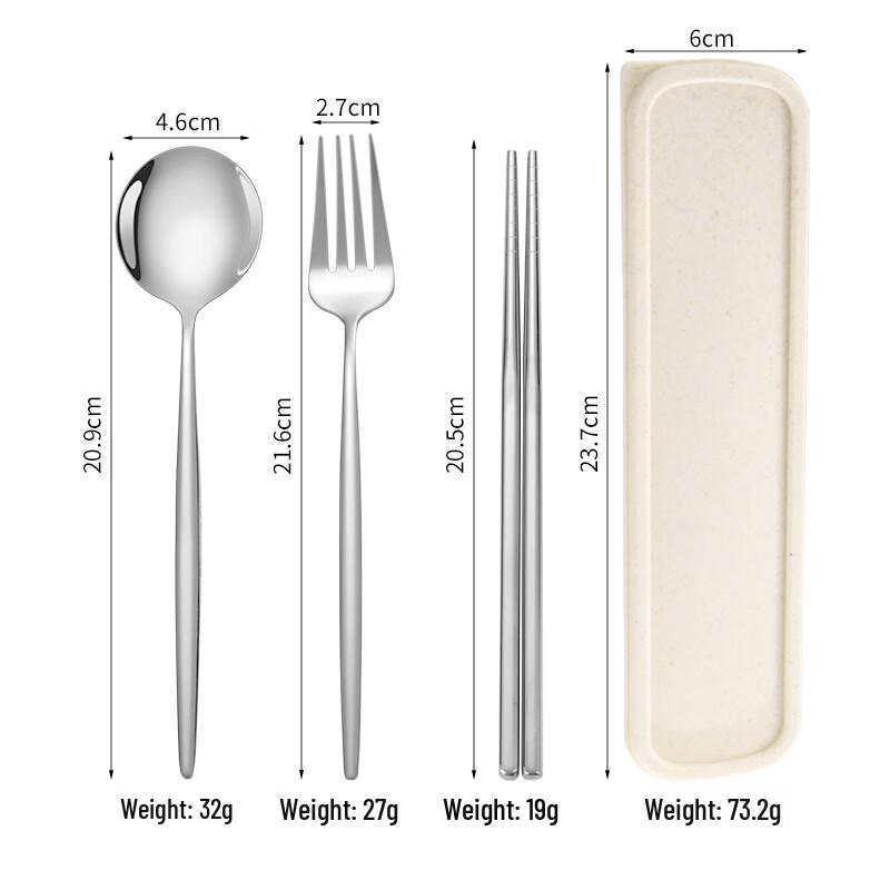 Ru Han 3-Piece Portable Silver Cutlery Set