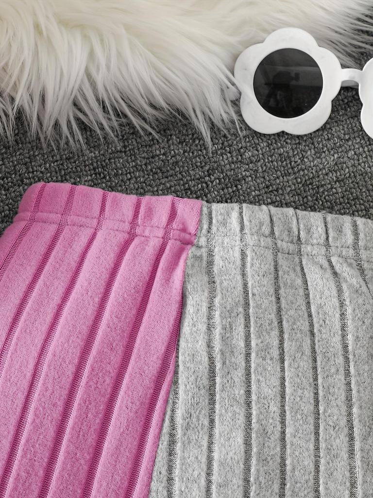 2025 Autumn Collection: European and American Kids Ribbed Set in Orange, White, and Grey