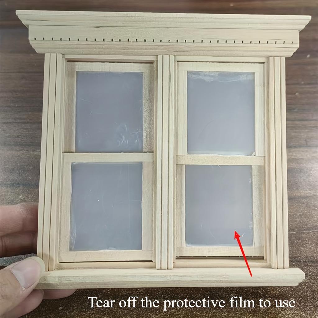 1/12 Maßstab Miniatur Holz Tür und Fenster Modell Ornament - DIY Miniatur Fotografie Requisiten - Saisonale Dekoration - Perfektes Geschenk