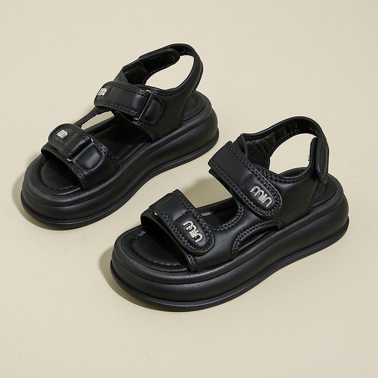 Sports sandals women's 2025 new summer fashion versatile thick-soled Velcro soft-soled non-slip beach Roman sandals