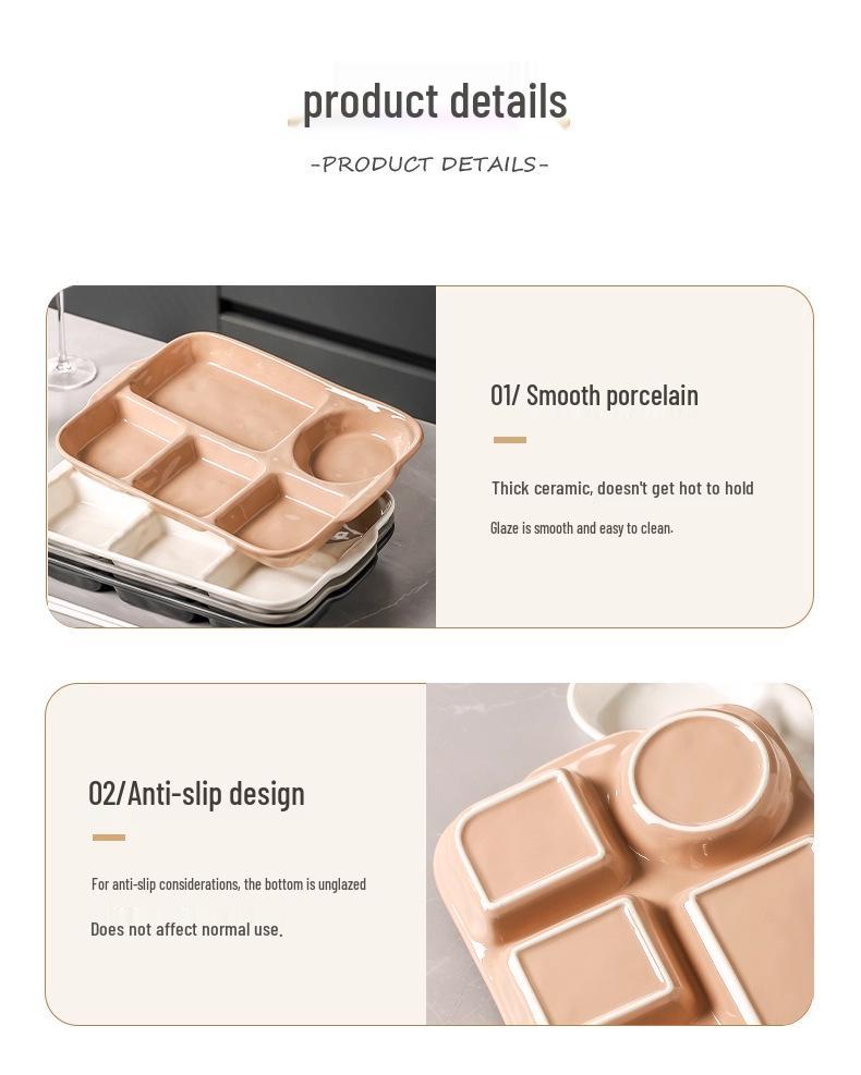 Multi-Compartment Ceramic Plate for Kids & Adults - Ideal for Weight Loss & Postpartum, Aesthetic Design for Balanced Meals