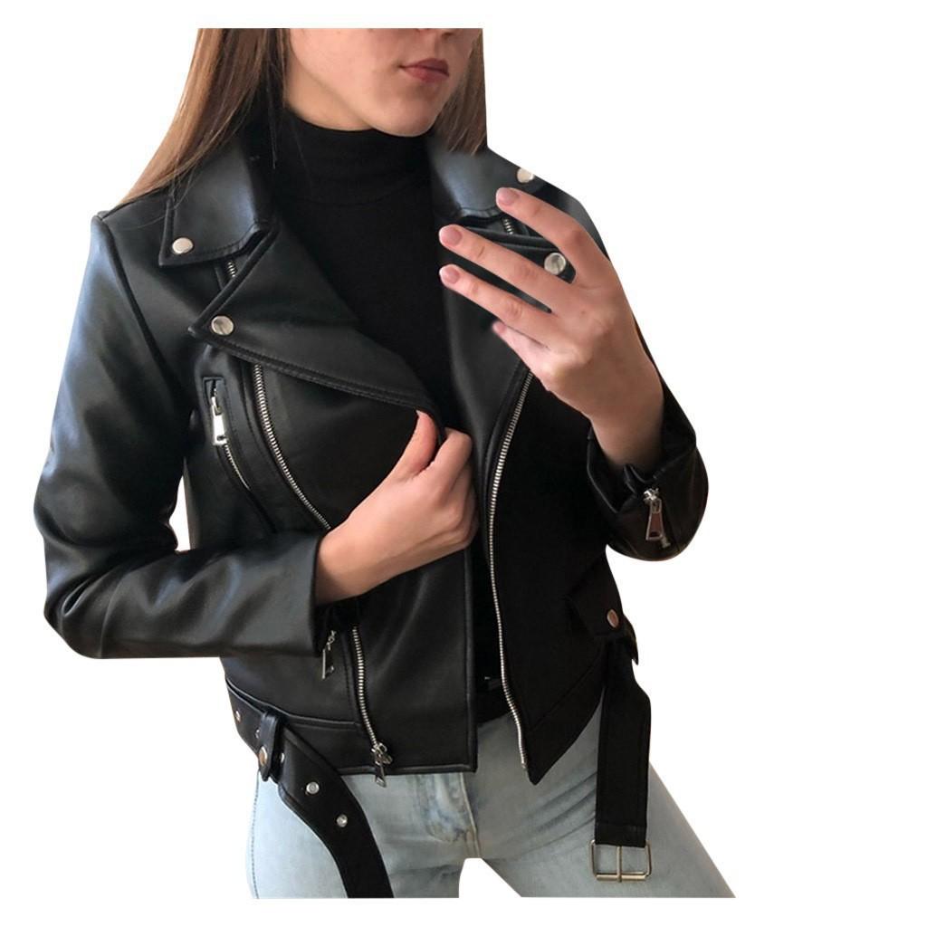Women's 2023 Slim Fit PU Leather Motorcycle Jacket: Autumn/Spring Korean Style Short Coat